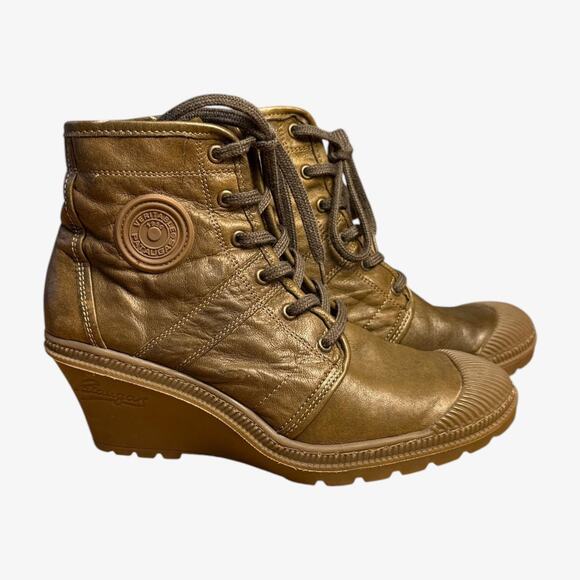 Pataugas brown leather wedge ankle boots - Picture 8 of 8